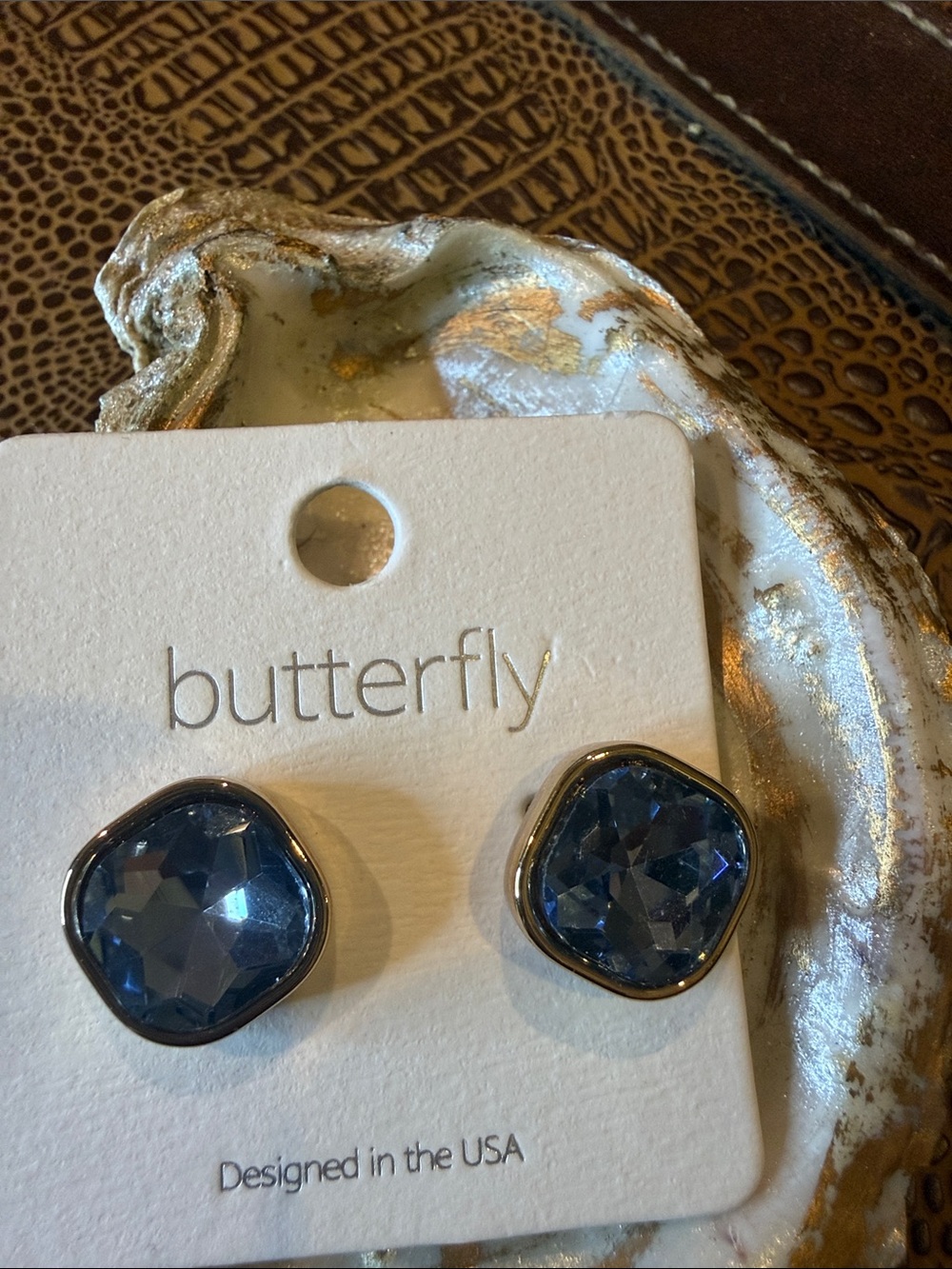 Butter Faceted Sapphire-Tone Stud Earrings